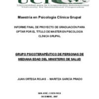 GRUPO PSICOTERAPÉUTICO DE PERSONAS DE MEDIANA EDAD DEL MINISTERIO DE SALUD