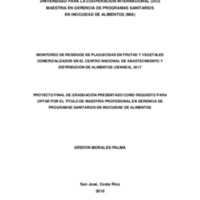 Monitoreo de residuos de plaguicidas en frutas y vegetales comercializados en el Centro Nacional de abastecimiento y distribución de alimentos Cenada