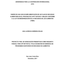 Diseño de una guía de Implementación de un plan de Inocuidad alimentaria en el proceso de Café tostado y molido conforme la ley de modernización de la Inocuidad de alimentos ( FSMA)